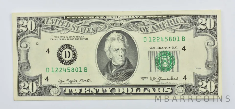 1977 $20 Cleveland, OH United States Federal Reserve Note Offset Printing a8054