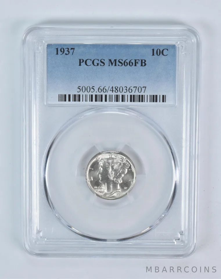 1937 Mercury Dime MS66 FB PCGS Blue Label