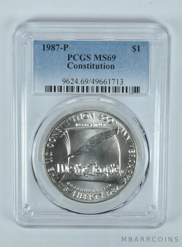 1987-P Constitution Commemorative Dollar MS69 PCGS Blue Label