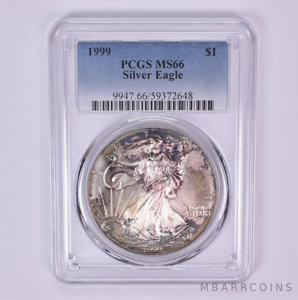 1999 American Silver Eagle MS66 PCGS Beautiful Tone *1491