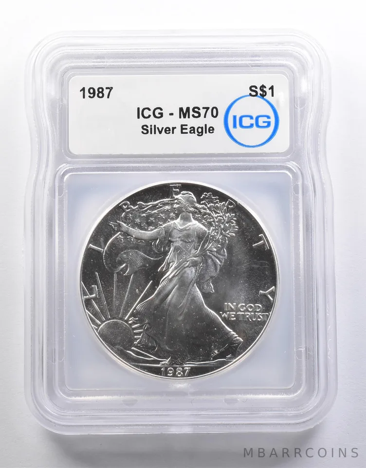 1987 American Silver Eagle MS70 ICG a6544