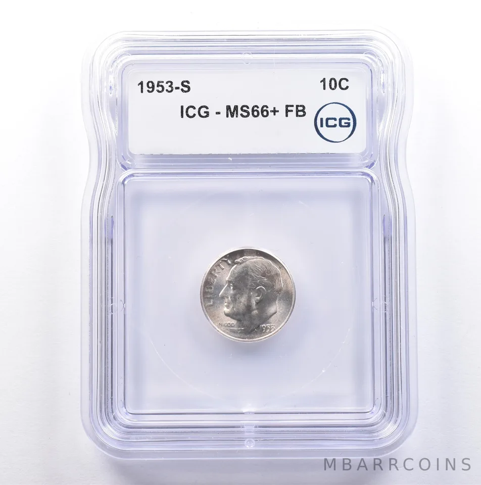1953-S Roosevelt Dime MS66+ FB ICG *9114