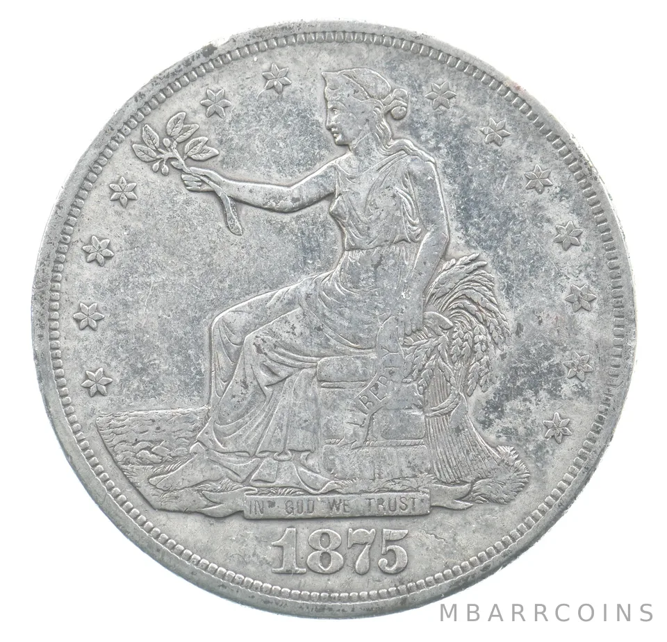 1875-CC Seated Liberty Trade Dollar PHL Counterstamp Reverse *3609