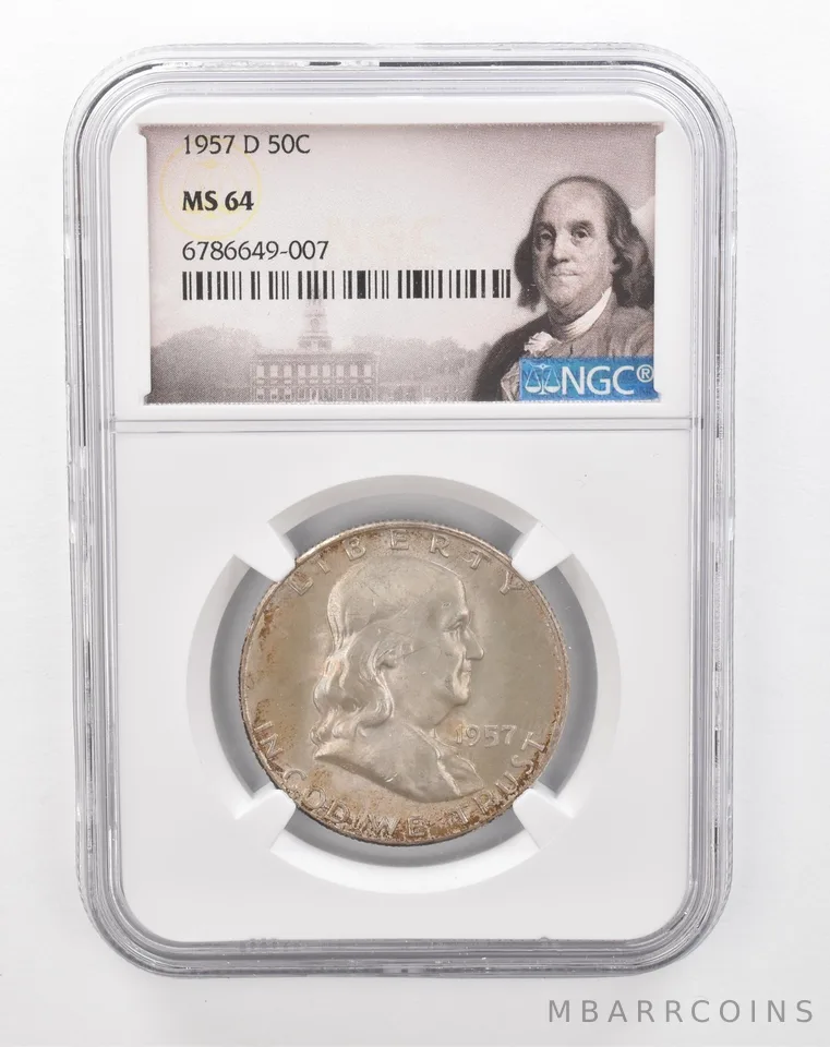 1957-D Franklin Half Dollar MS64 NGC Beautiful Tone *2878