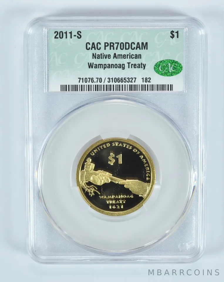 2011-S Sacagawea $1 Native American Wampanoag Treaty PR70 DCAM CAC CACg