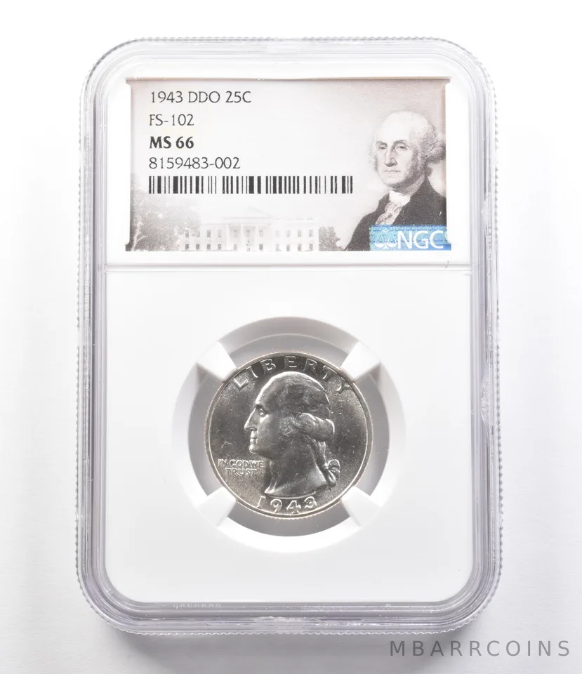 1943 DDO Washington Quarter FS-102 MS66 NGC *2595