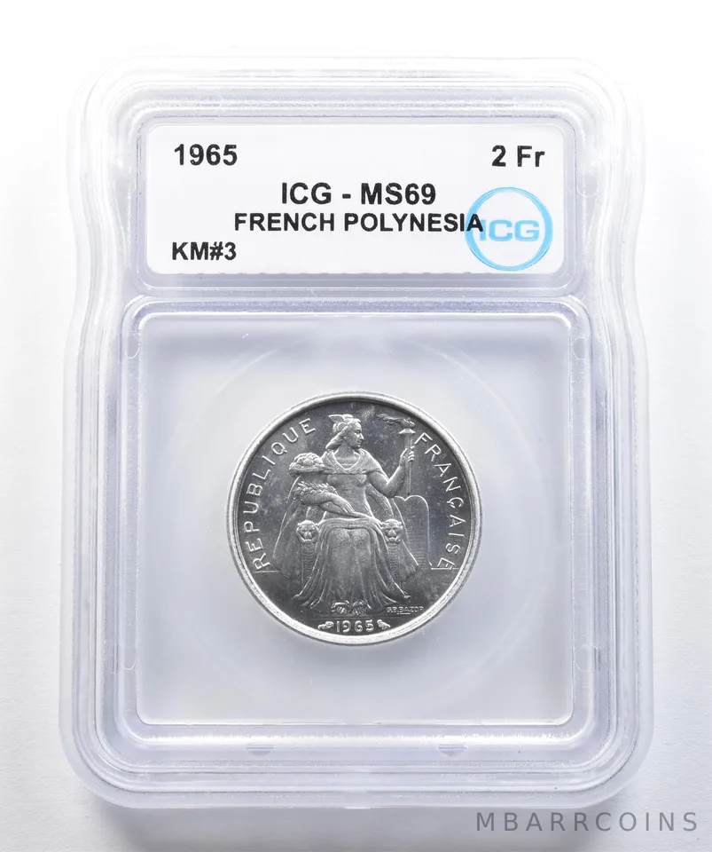 1965 French Polynesia 2 Francs KM#3 MS69 ICG *7816