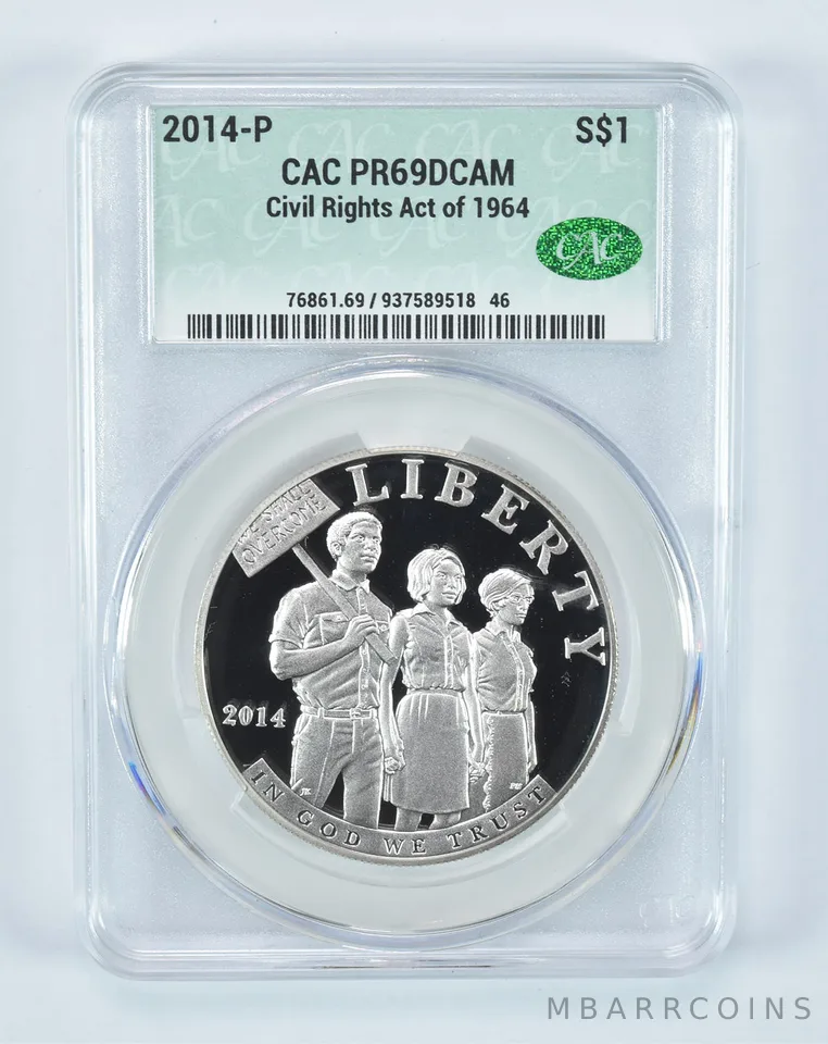 2014-P Civil Rights Commemorative Silver Dollar PR69 DCAM CAC CACg