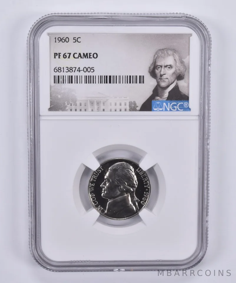 1960 Jefferson Nickel 5c PF67 Cam NGC Special Label