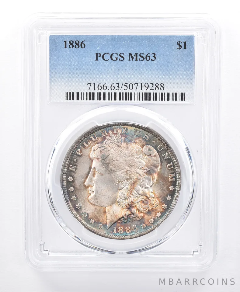 1886 Morgan Silver Dollar MS63 PCGS Beautiful Tone a8698