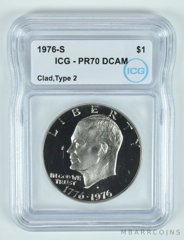 1976-S Eisenhower $1 CLAD Type 2 PR70 DCAM ICG