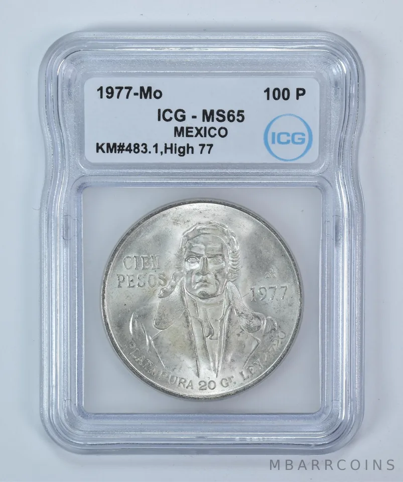 1977 Mo Mexico 100 Pesos KM#483.1 High 77 MS65 ICG