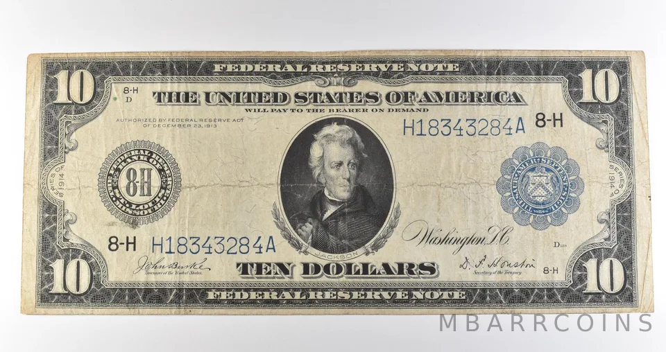 1914 $10 St Louis MO FRN Large Note Blue Seal *3631