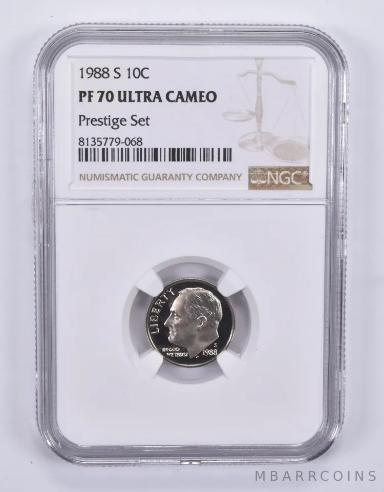 1988-S Roosevelt Dime Prestige Set PF70 UCAM NGC Brown Label