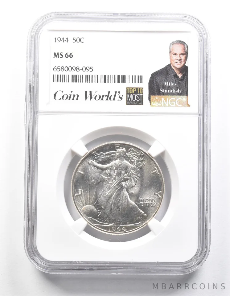 1944 Walking Liberty Half Dollar Miles Standish MS66 NGC *1363