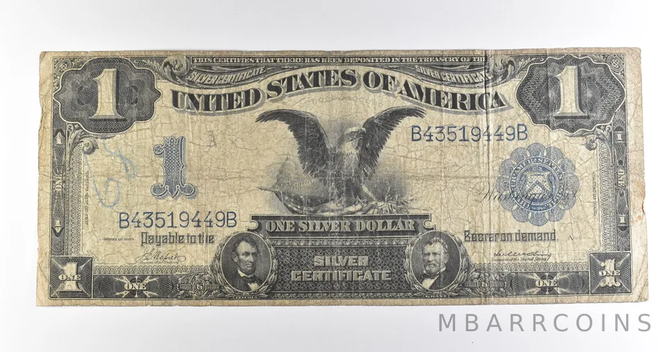1899 $1 Silver Certificate Black Eagle Blue Seal Large Note *4489