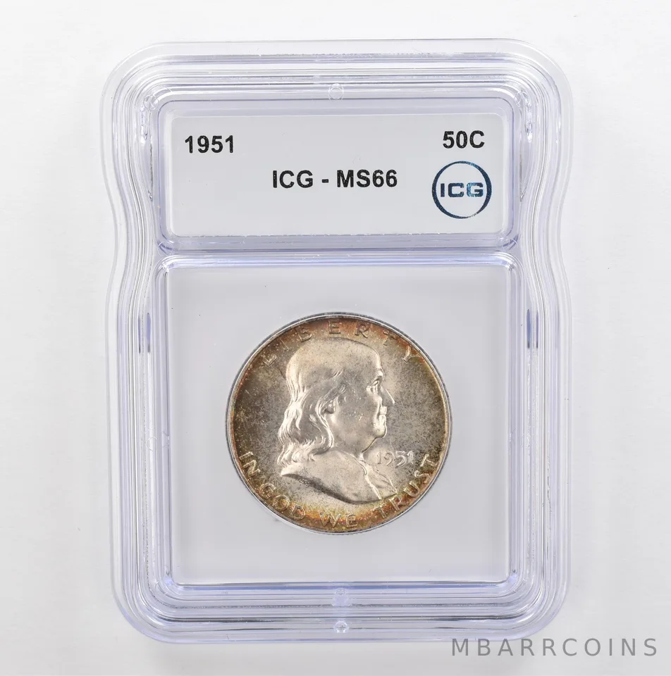 1951 Franklin Half Dollar MS66 ICG Beautiful Tone *5335