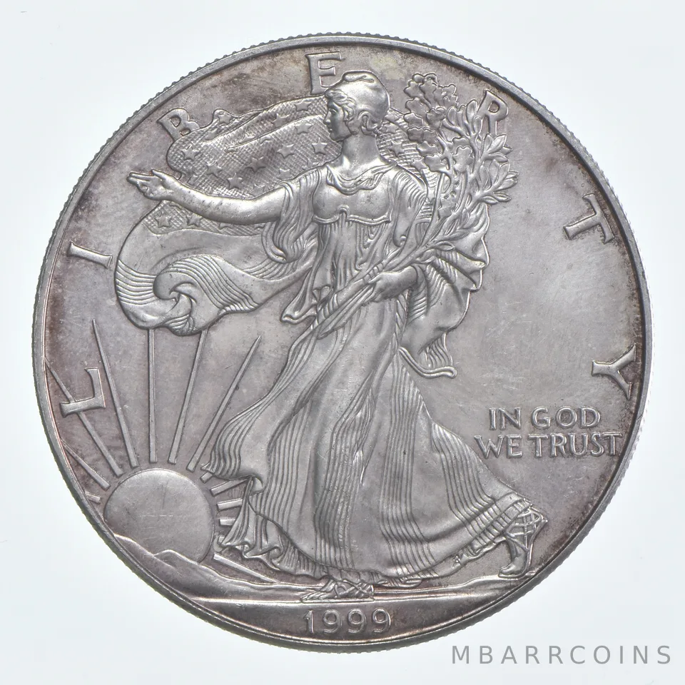 Beautiful Toned - 1999 American Silver Eagle 1 Troy Oz .999 Fine Silver *934