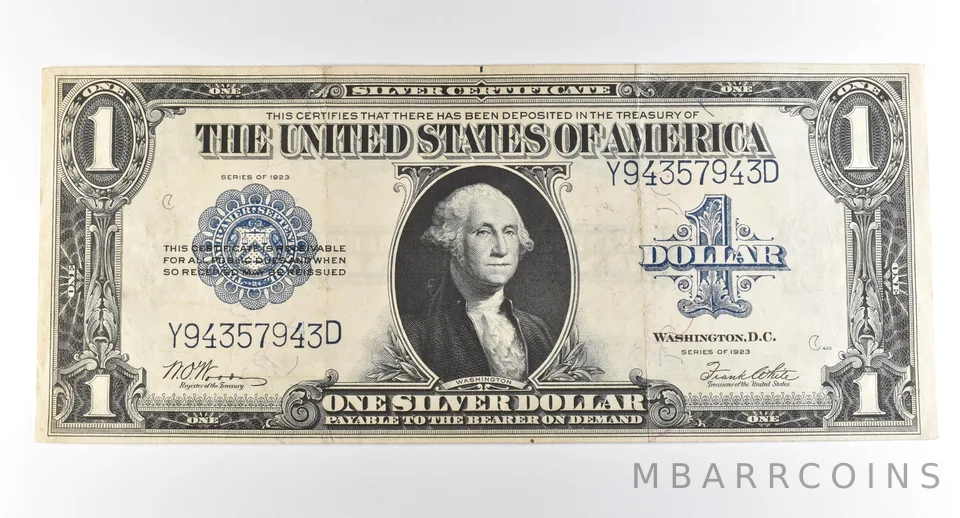 1923 $1 Silver Certificate Large Note Blue Seal *3704