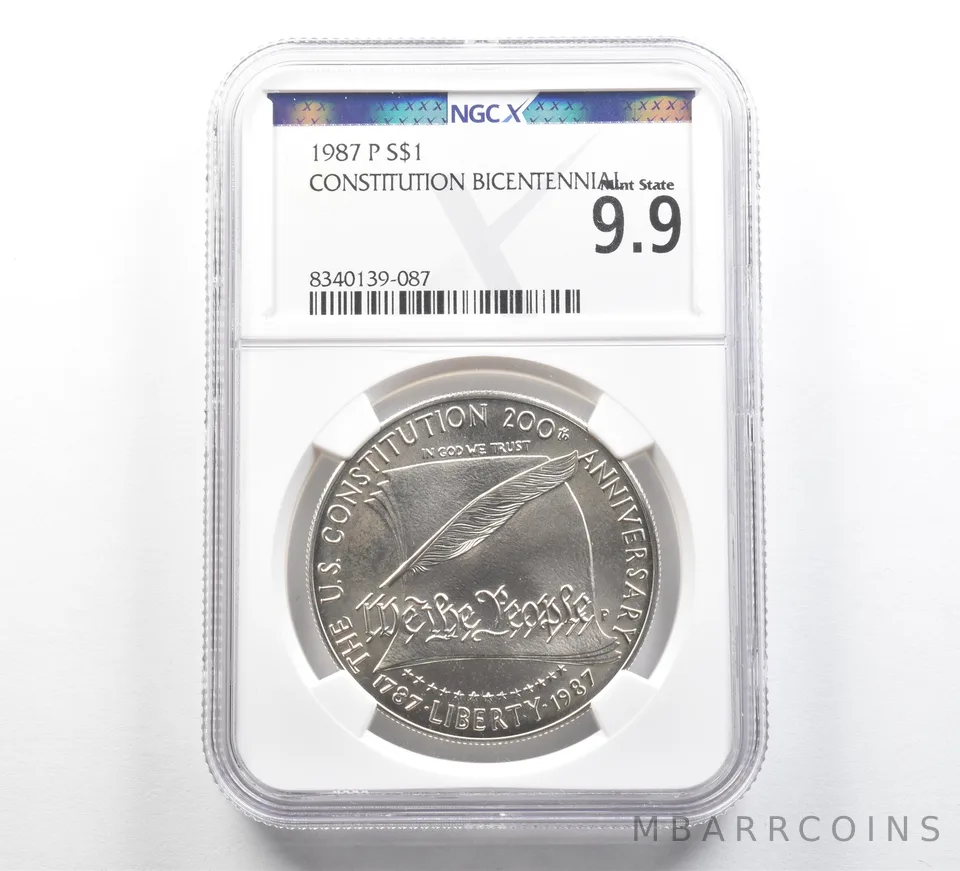 1987-P Constitution Commemorative Silver Dollar Mint State 9.9 NGC X NGCX
