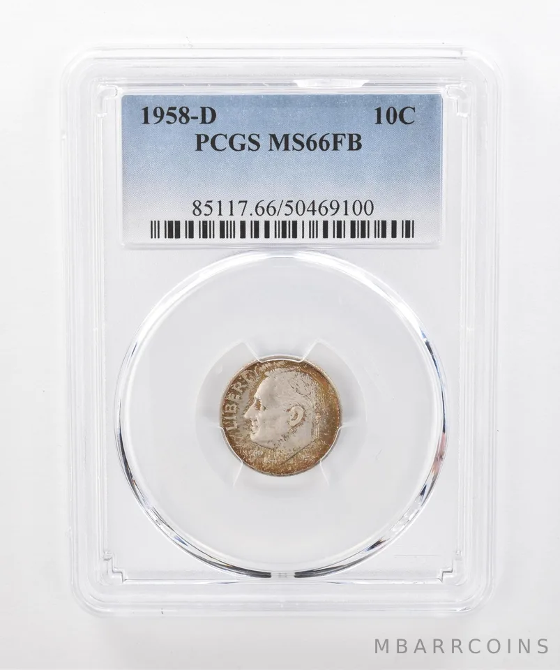 1958-D Roosevelt Dime MS66 FB PCGS Beautiful Tone *1419