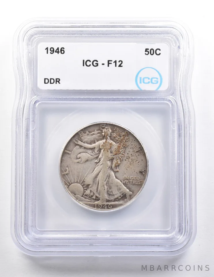 1946 Walking Liberty Half Dollar DDR F12 ICG *3692