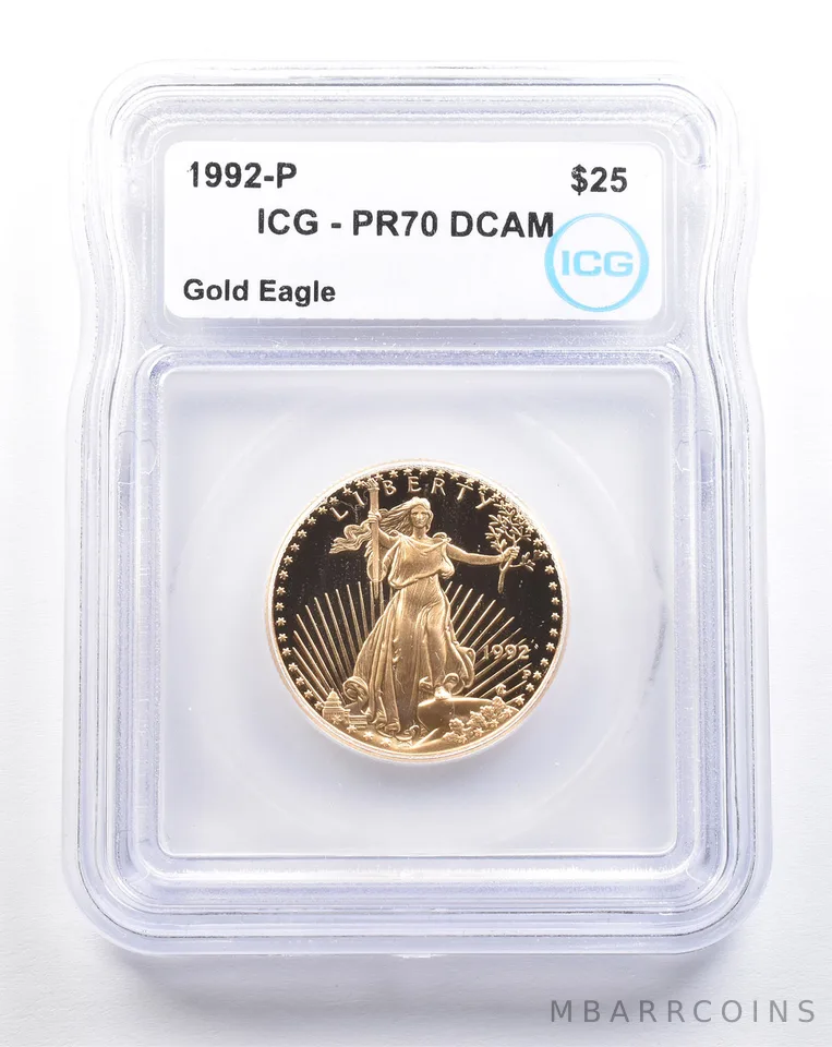 1992-P $25 American Gold Eagle 1/2 Oz Gold PR70 DCAM ICG