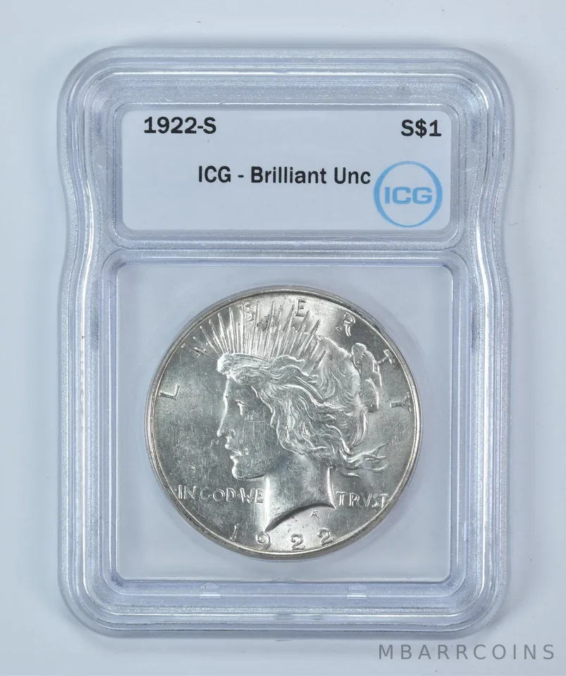 1922-S Peace Silver Dollar BU ICG