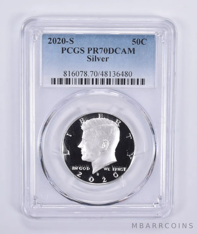 2020-S Kennedy Half Dollar Silver PR70 DCAM PCGS Blue Lbl