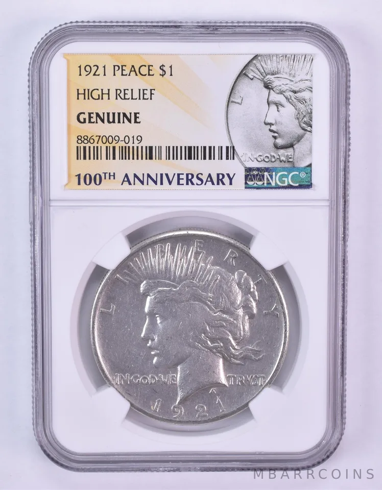 1921 Peace Silver Dollar High Relief Genuine NGC *1097