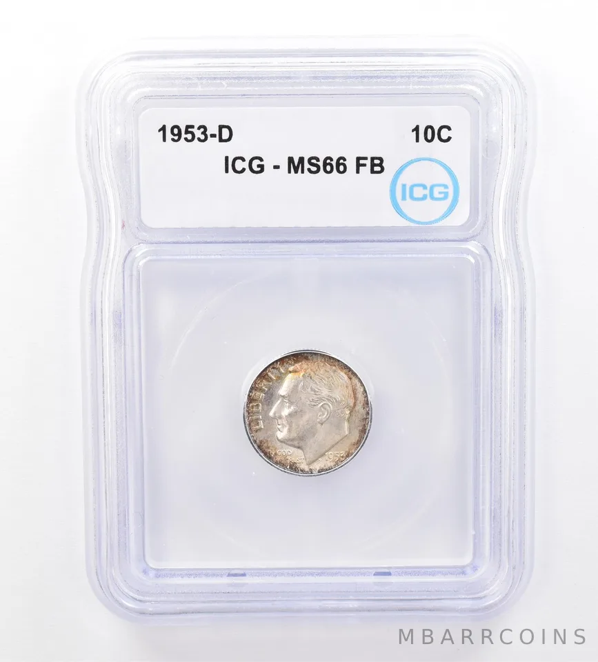 1953-D Roosevelt Dime MS66 FB ICG Beautiful Tone *1588