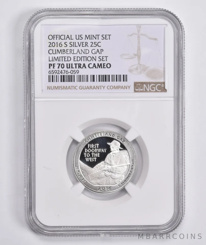 2016-S Silver Cumberland Gap Quarter Limited Edition PF70 UCAM NGC