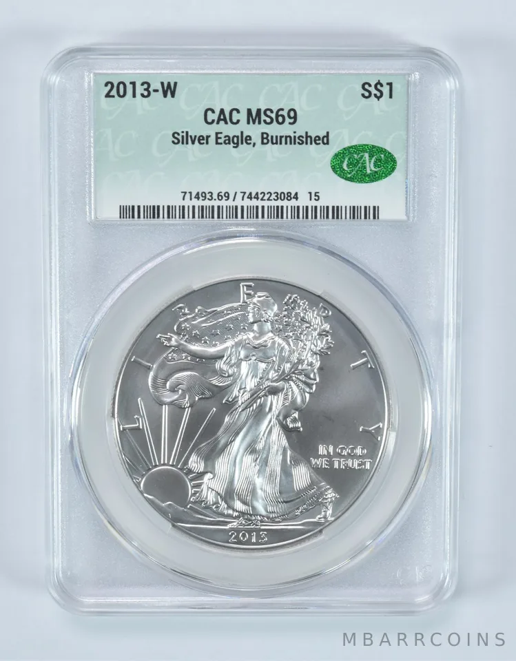 2013-W Burnished Silver Eagle MS69 CAC CACg