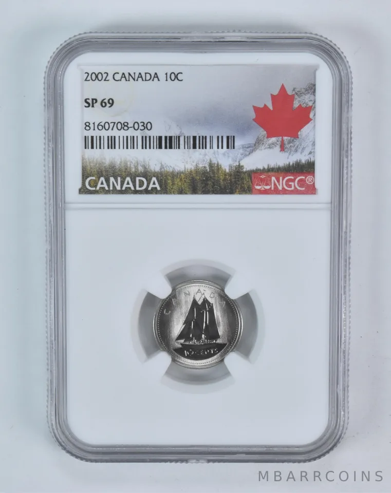 2002 Canada 10 Cent Bluenose SP69 NGC Canada Label