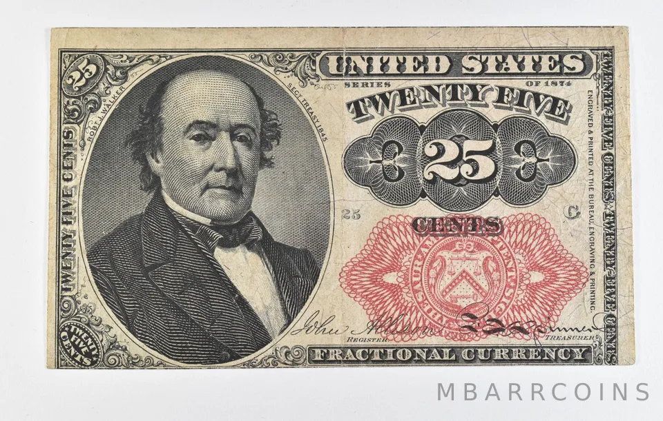 1874 25 Cents Washington DC Fractional Currency Obsolete Note *8475
