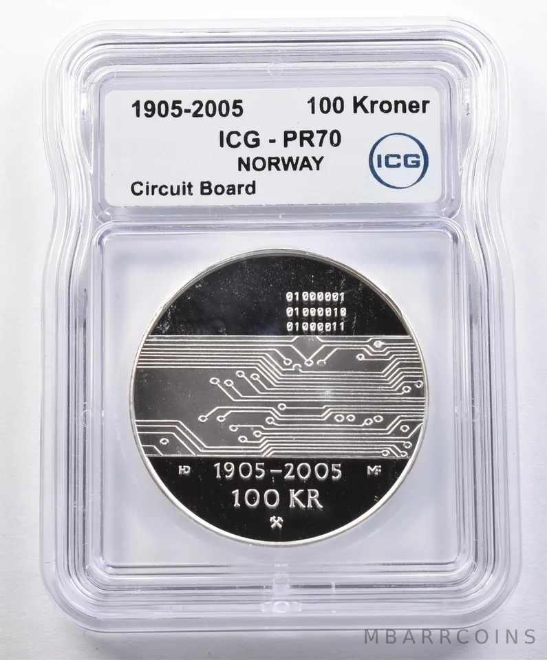 1905-2005 Norway 100 Kroner Circuit Board PR70 ICG *1606