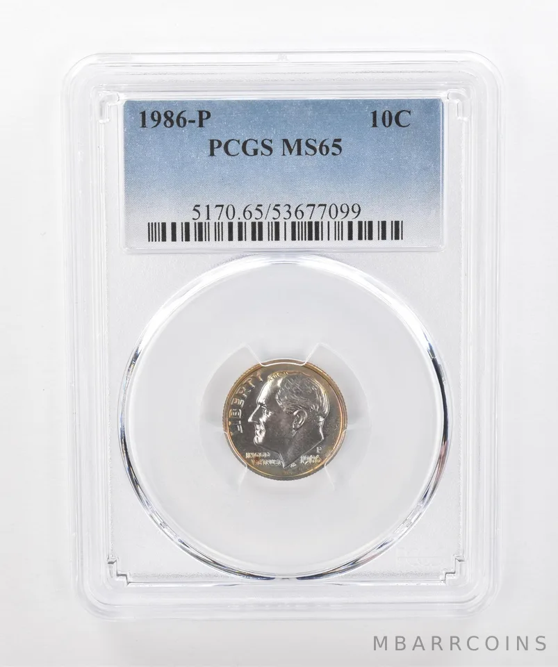 1986-P Roosevelt Dime MS65 PCGS Beautiful Tone *1322