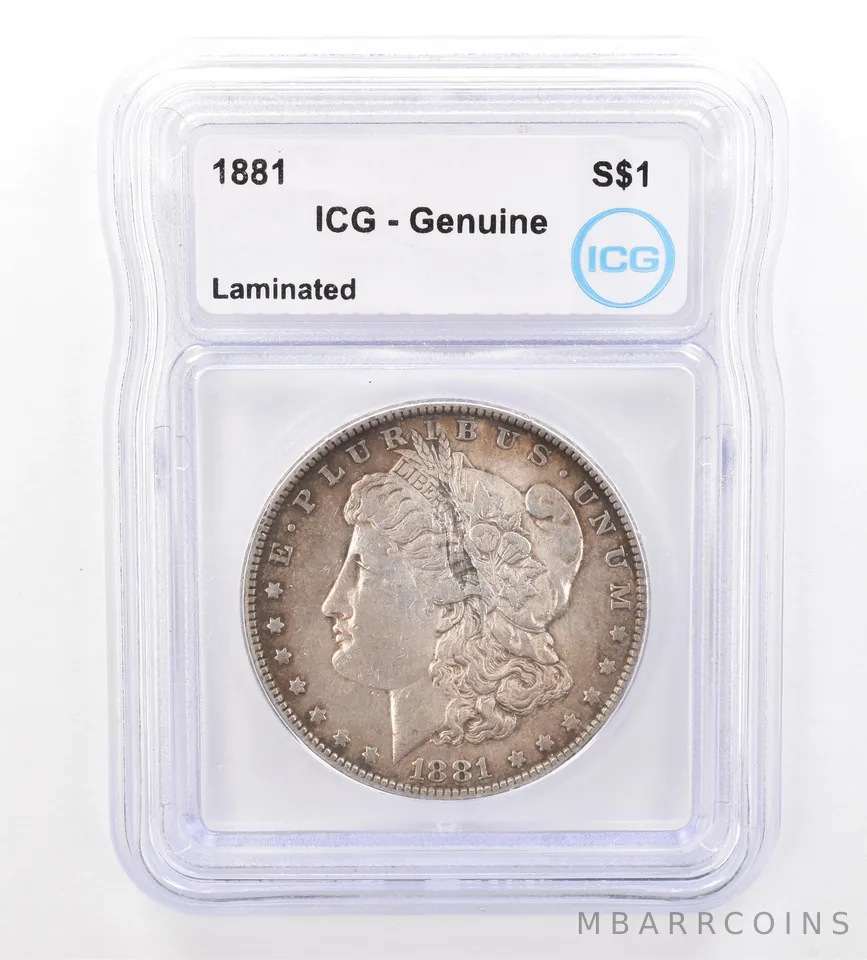 1881 Morgan Silver Dollar Laminated Genuine ICG Beautiful Tone *7375