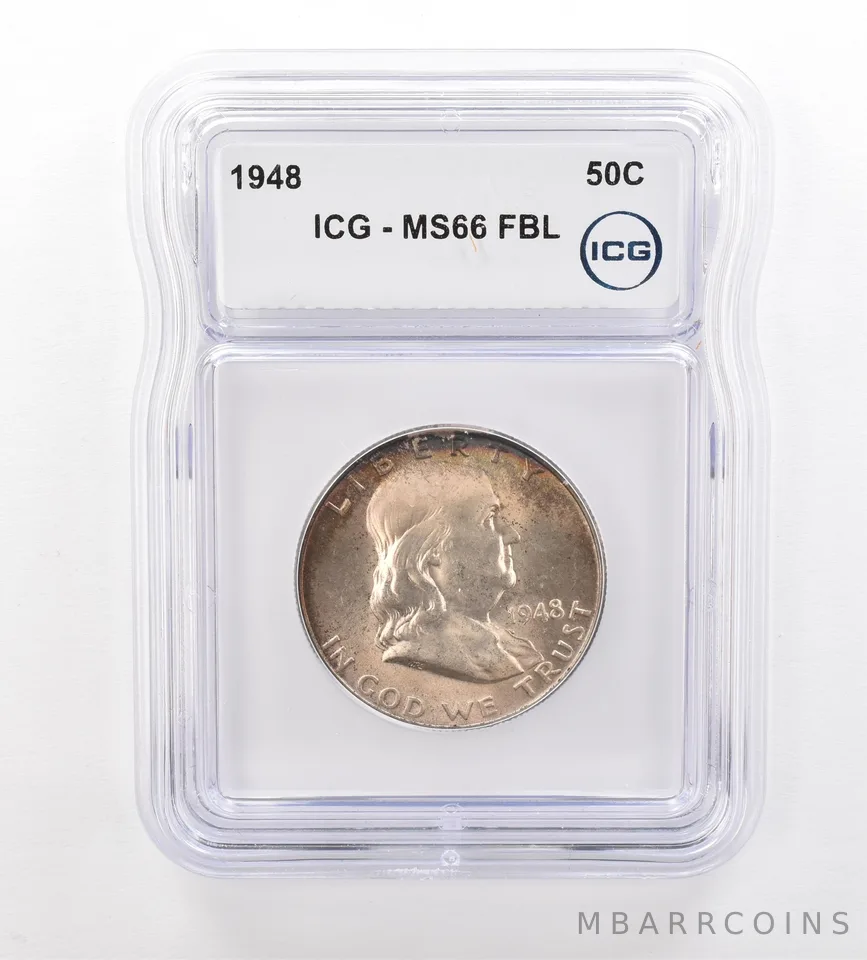 1948 Franklin Half Dollar MS66 FBL ICG Beautiful Tone *7541