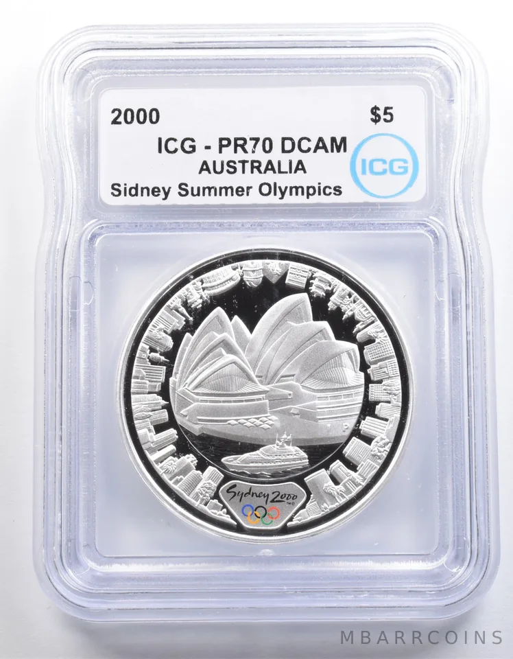 2000 Australia 5 Dollars Sydney Summer Olympics Opera House PR70 DCAM ICG a4048