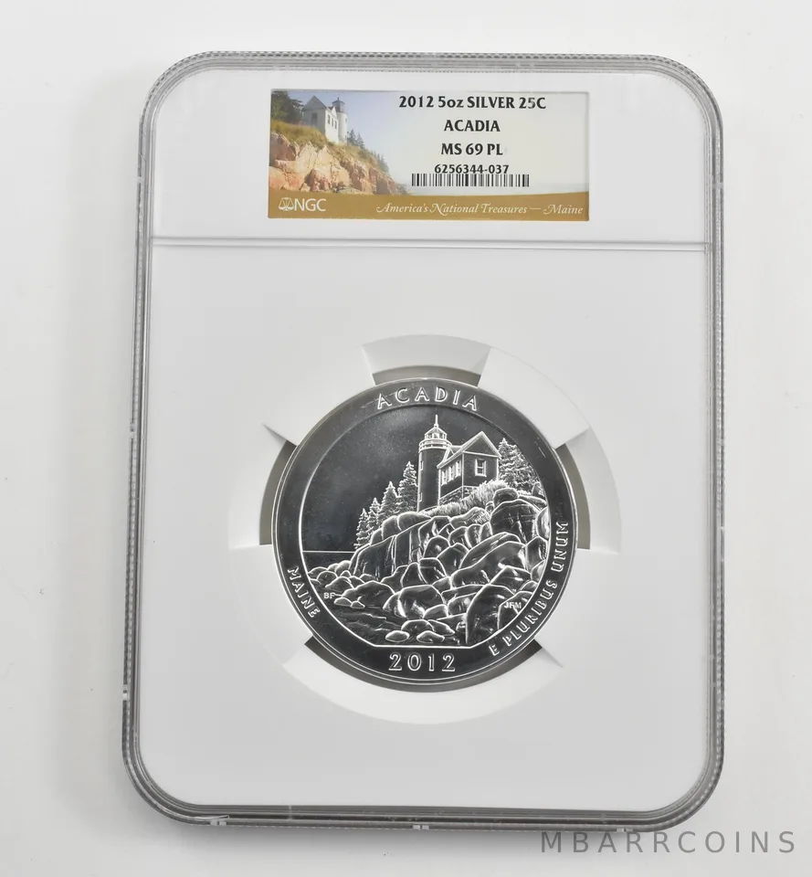 2012 5 Oz Silver Quarter America The Beautiful Acadia MS69 PL NGC *1618