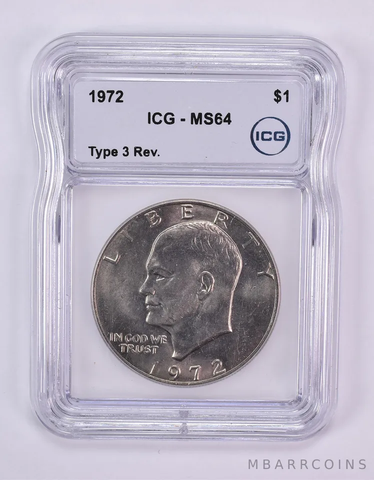 1972 Eisenhower $1 Type 3 Reverse MS64 ICG