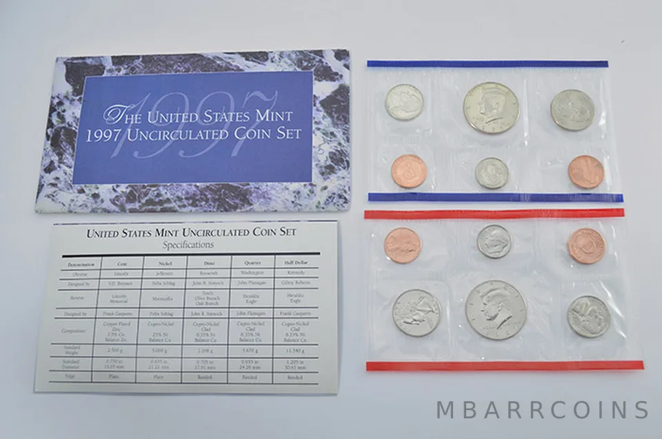 1997 Mint Set with Original Envelope & Flatpacks (10 coins)