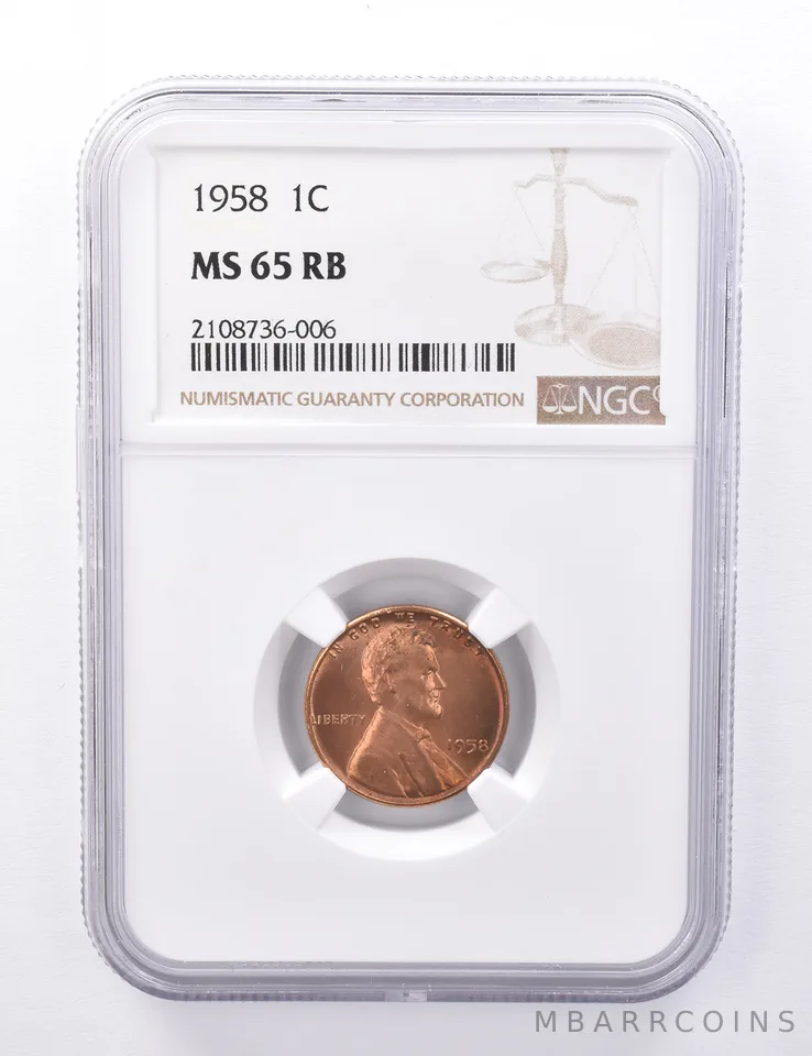 MS65 RB 1958 Lincoln Wheat Cent - Graded NGC Multi Color Toned *4398