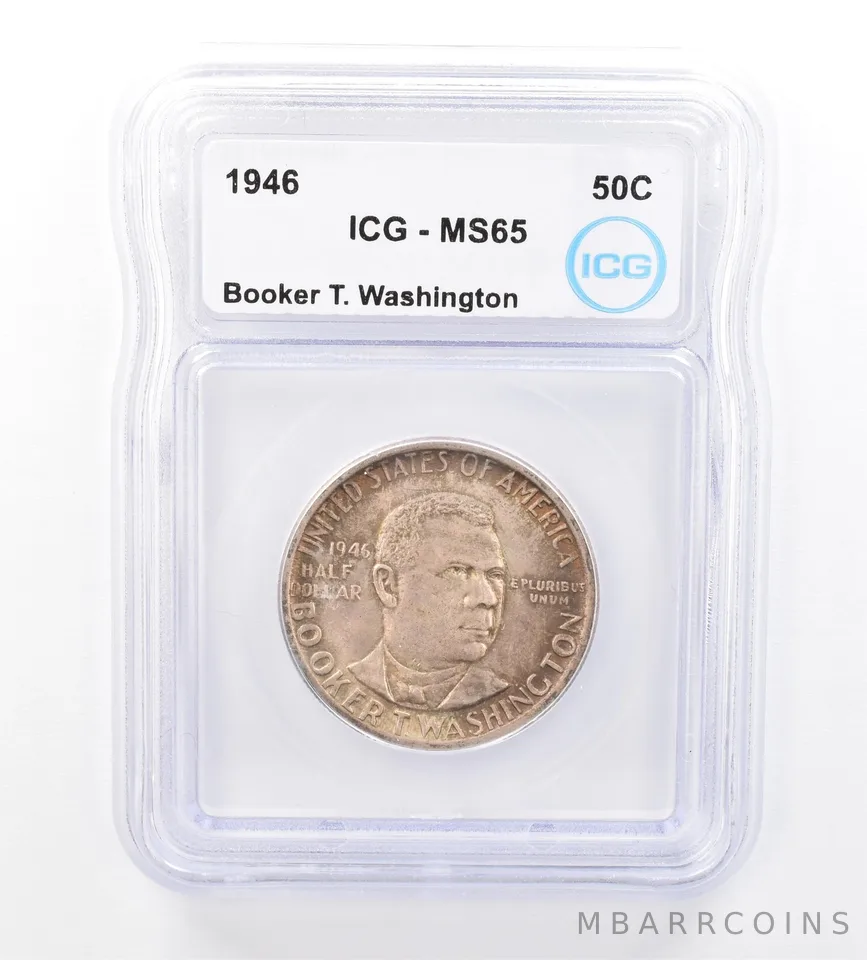 1946 Booker T Washington Commemorative Half Dollar MS65 ICG Beautiful Tone *1699