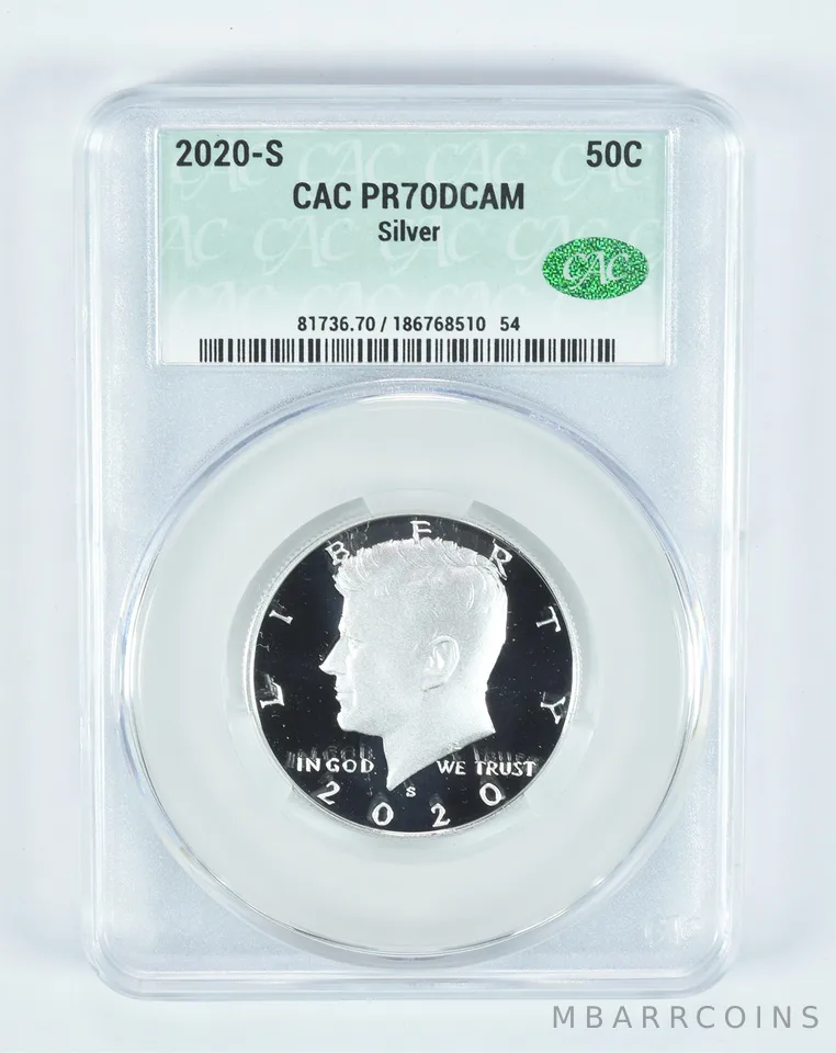 2020-S Kennedy Half Dollar Silver PR70 DCAM CAC CACg