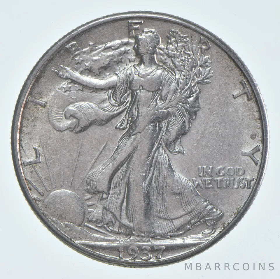 AU 1937-D Walking Liberty Half Dollar Almost Unc 90% Silver (1pc)