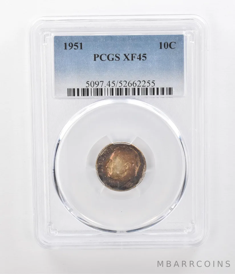 1951 Roosevelt Dime XF45 PCGS Beautiful Tone a1060