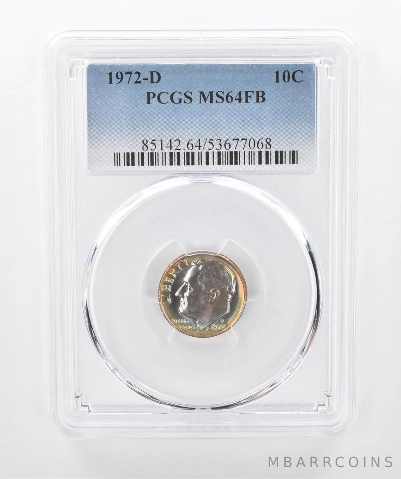 1972-D Roosevelt Dime MS64 FB PCGS Beautiful Tone *1339