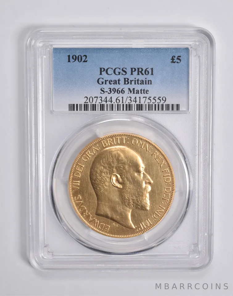 PR61 1902 Great Britain 5 Gold Pounds S-3966 Matte PCGS *6457
